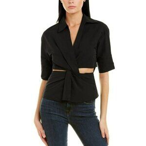 NWT Gracia Collared Cut Out Twisting Point Blouse Top